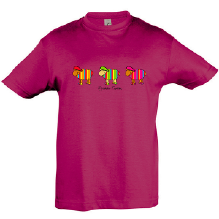T-shirt enfant Pyrénées Fashion 3 Moutons Fuschia 2 ans