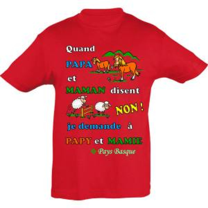 Tshirt enfant Quand Pap et Maman Disent Pays Basque Rouge 2 ans