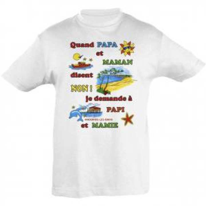 Tshirt enfant Quand Papa et Maman Andernos les Bains Blanc 2 ans