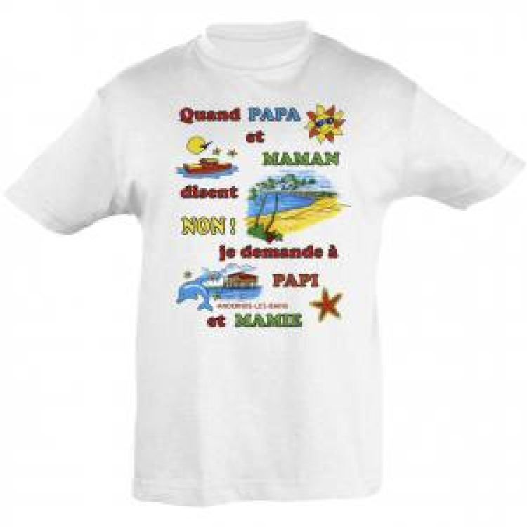 T-shirt enfant Quand Papa et Maman Andernos les Bains Blanc 8 ans