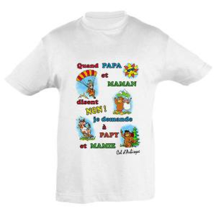 Tshirt enfant Quand Papa et Maman Col dAubisque Blanc 4 ans