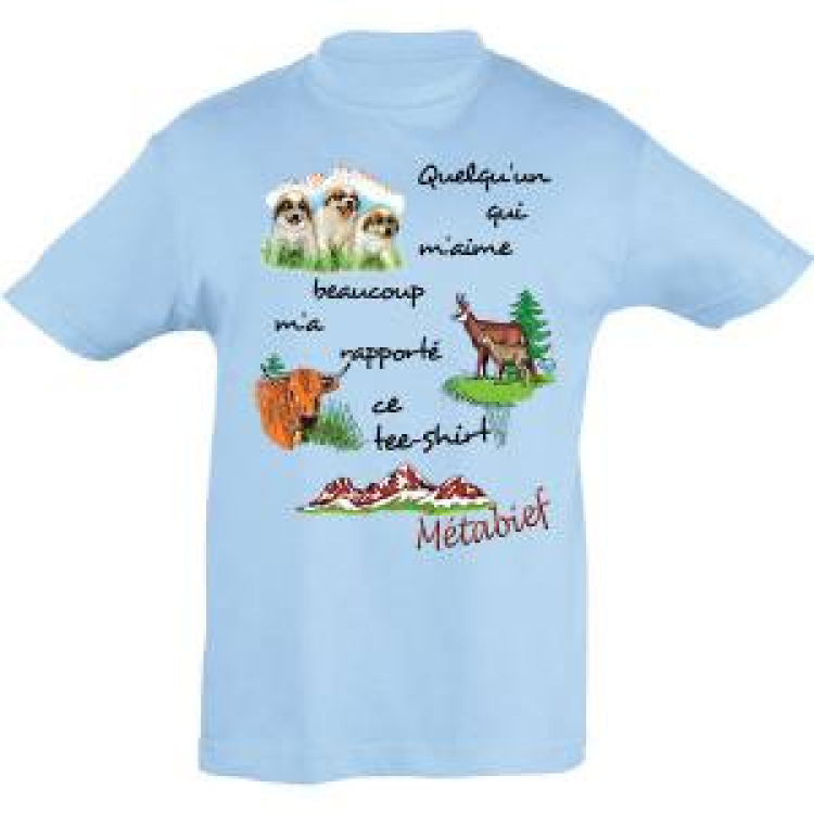 T-shirt enfant Quelqu'un Qui M'aime... Metabief Bleu Ciel 2 ans