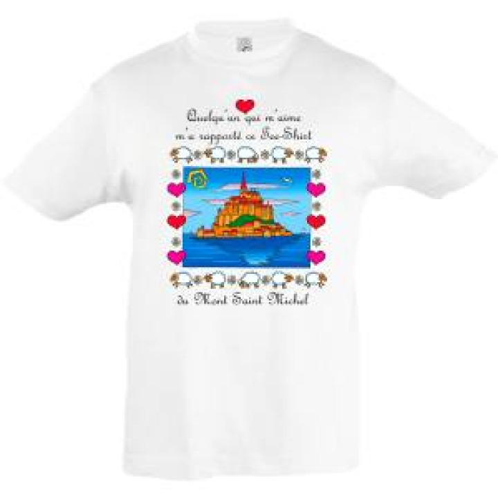 Tshirt enfant Quelquun Qui Maime Mont Saint Michel Blanc 4 ans