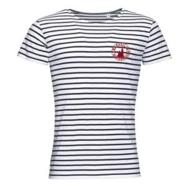 Tshirt enfant rayé E1336 Ref 36009 Marseille Notre Dame de la Garde Méditerranée dans un Cercle En Bordeaux blancmarine 2 ans