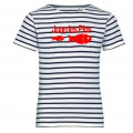 T-shirt enfant rayé Transfert Floc 2 Poissons Juan les Pins blanc/marine 4 ans