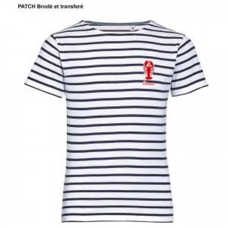 T-shirt enfant ray&eacute; Transfert Homard pocket + Carnac blanc/marine 2 ans