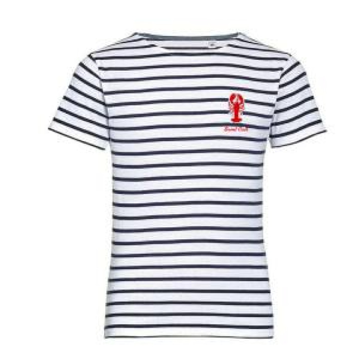 Tshirt enfant rayé Transfert Homard pocket  Saint Cast blancmarine 2 ans