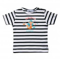 T-shirt enfant ray&eacute; Transfert Petite Sir&egrave;ne de Bretagne blanc/marine 2 ans