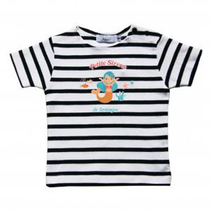 Tshirt enfant rayé Transfert Petite Sirène de Bretagne blancmarine 4 ans