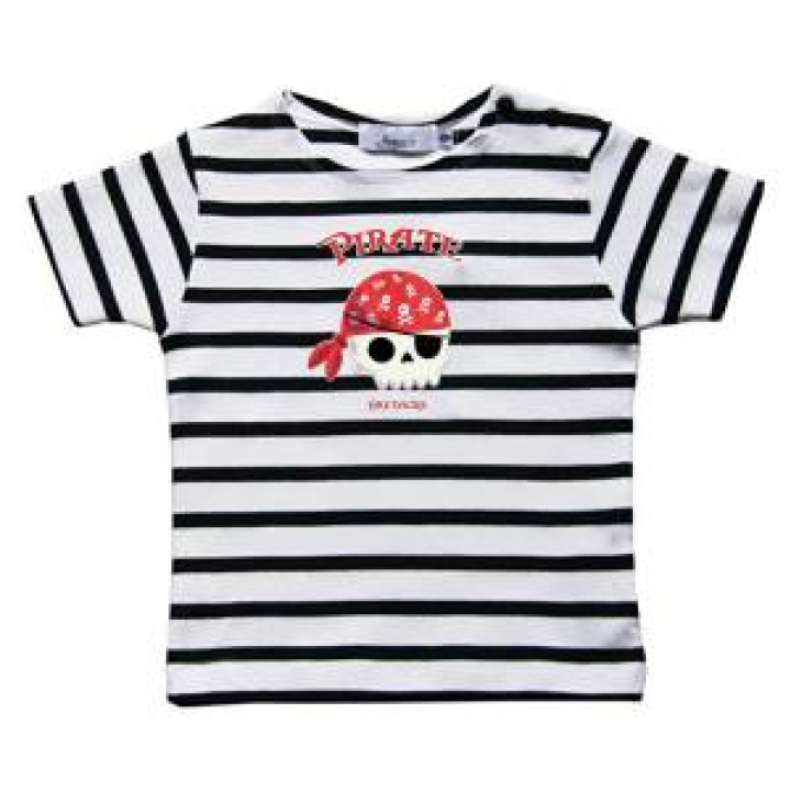 Tshirt enfant rayé Transfert Tête de Mort Pirate Bretagne blancmarine 4 ans