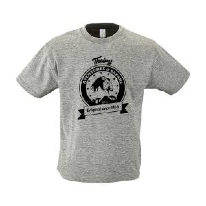 Tshirt enfant Sérigraphie Lion Thoiry Aventures  Safari Gris Chiné 2 ans