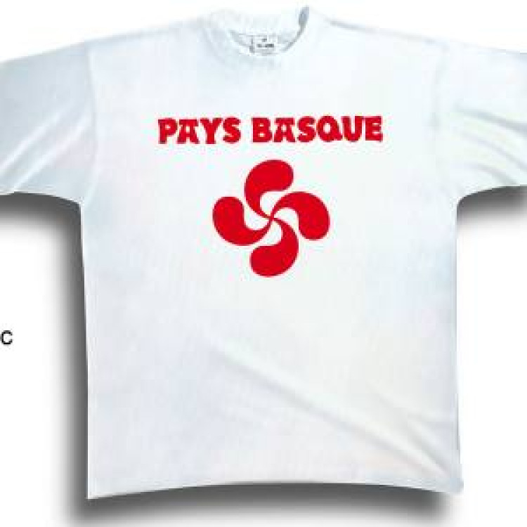 T-shirt enfant S&eacute;rigraphie Pays Basque Croix Basque (Blanc sur T-shirt Rouge- Rouge sur T-shirt Blanc) Blanc 2 ans