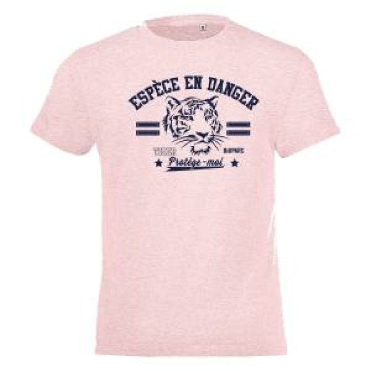 T-shirt enfant Sérigraphie Tigre Espèce en Danger Bioparc + transfert Col Bioparc French Marine 8 an