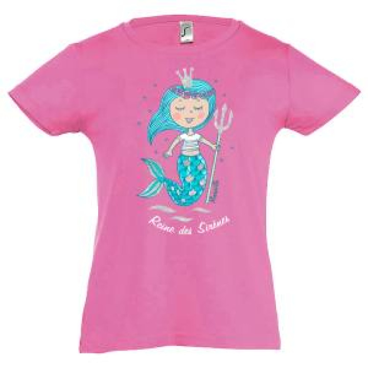 Tshirt enfant Sirène Marseille  transfert Paillettes Rose Orchidée 2 ans