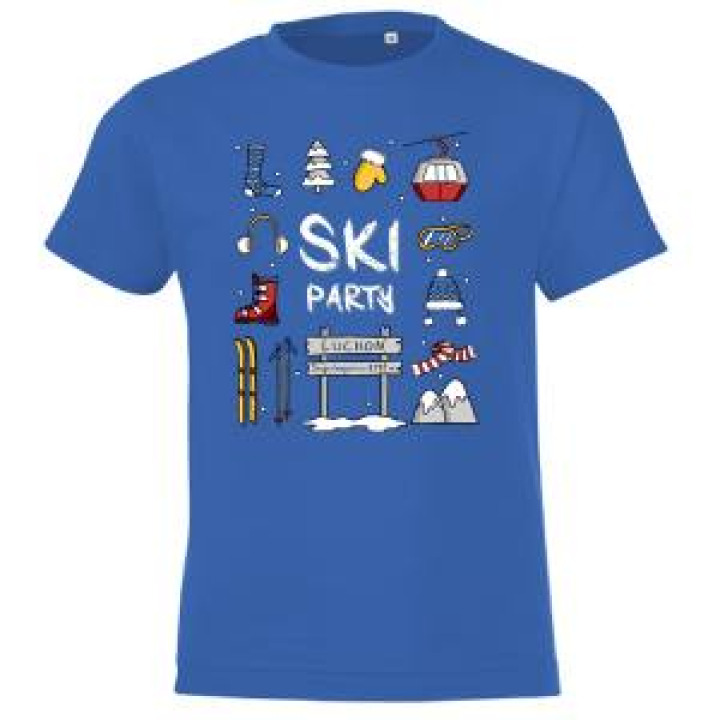 Tshirt enfant Ski Party Luchon Bleu Royal 2 ans