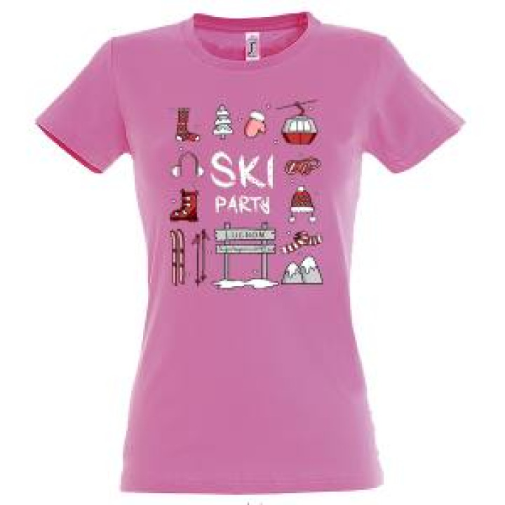 Tshirt enfant Ski Party Luchon Rose Orchidée 2 ans