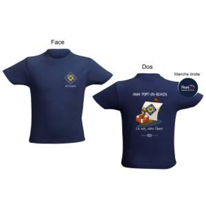 Tshirt enfant SNSM la Mer sans lamer Port en Bessin  transfert Crevette manche droite 5 Cm French Marine 6 ans