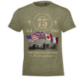 T-shirt enfant Soldats Débarquement Drapeaux 75ème + transfert Col 75ème kaki chiné 8 ans