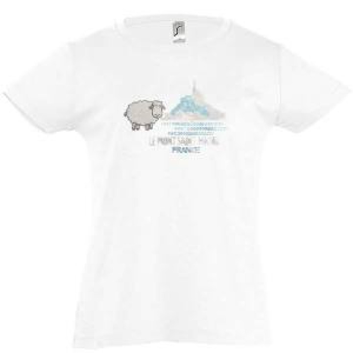 Tshirt enfant Strass Mouton Mont Saint Michel Blanc 2 ans