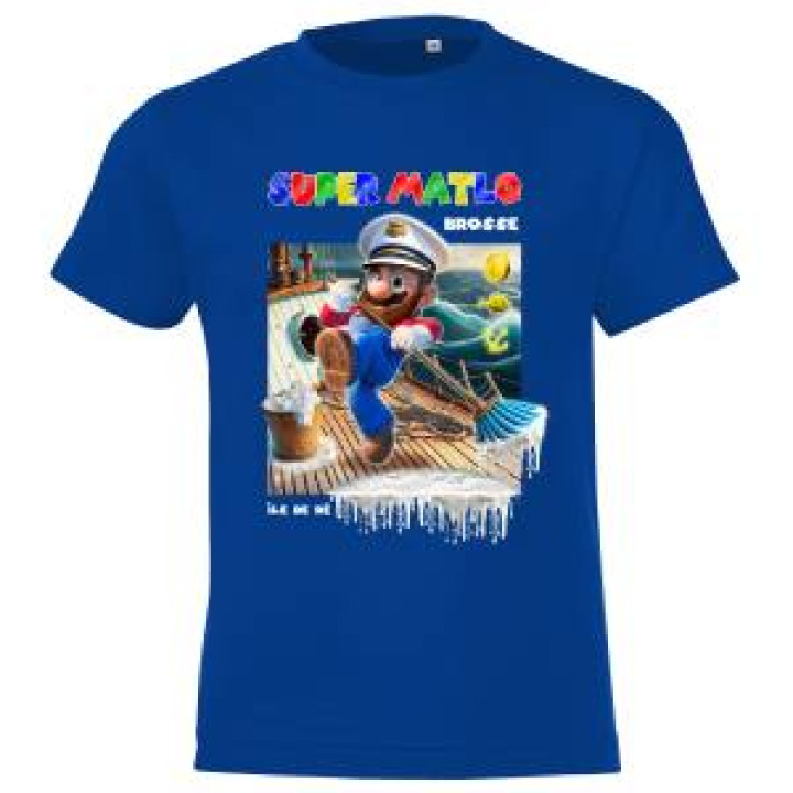 Tshirt enfant Super Matlo Brosse Île de Ré Bleu Royal 4 ans