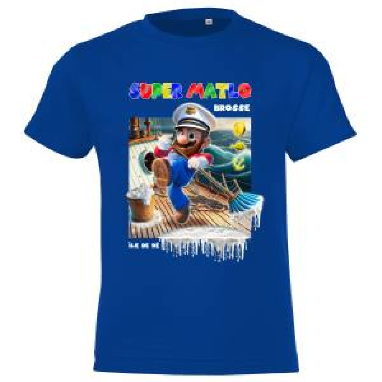 T-shirt enfant Super Matlo Brosse Île de Ré Bleu Royal 4 ans