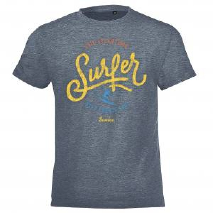 Tshirt enfant Surfer Côte Atlantique Soulac Denim Chiné 4 ans