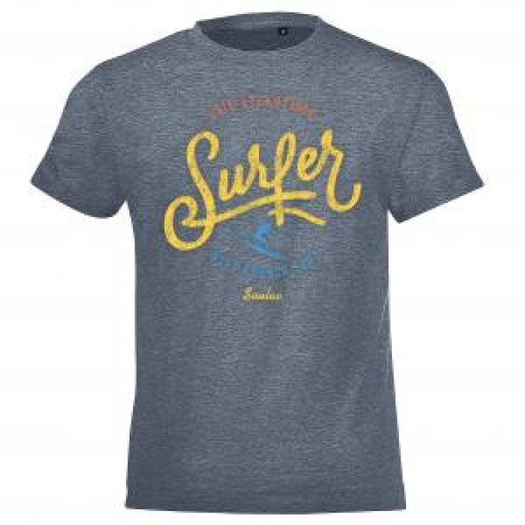 T-shirt enfant Surfer Côte Atlantique Soulac Denim Chiné 4 ans