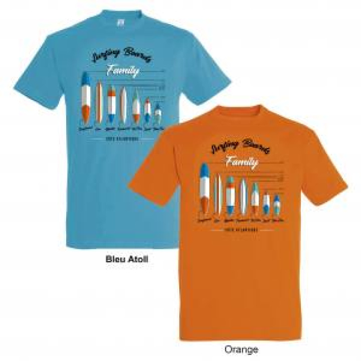 Tshirt enfant Surfing Boards Family Côte Atlantique Bleu Atoll 2 ans
