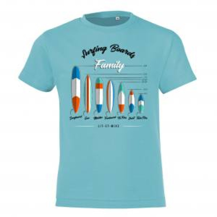 Tshirt enfant Surfing Boards Family LitEtMixe Bleu Atoll 2 ans