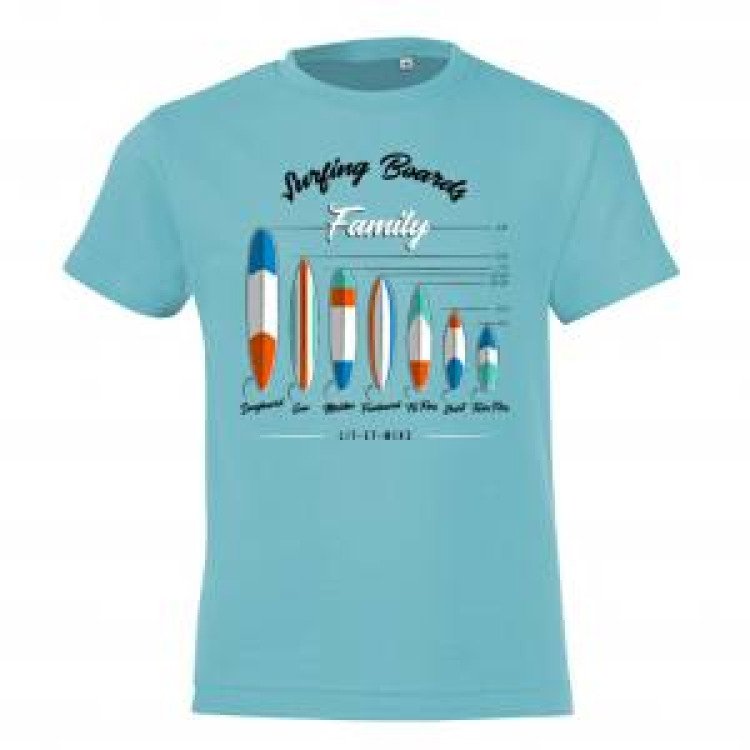 T-shirt enfant Surfing Boards Family Lit-Et-Mixe Bleu Atoll 2 ans