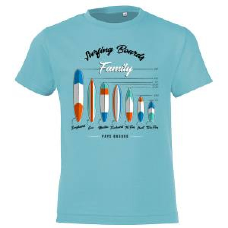 T-shirt enfant Surfing Boards Family Pays Basque Bleu Atoll 6 ans