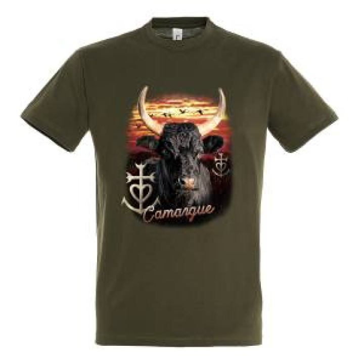 Tshirt enfant Tête de Taureau Croix de Camargue Oiseaux en Vol Camargue Army 2 ans