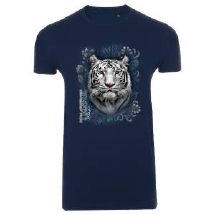 T-shirt enfant Tigre Blanc Intemporel Denim Chin&eacute; 6 ans