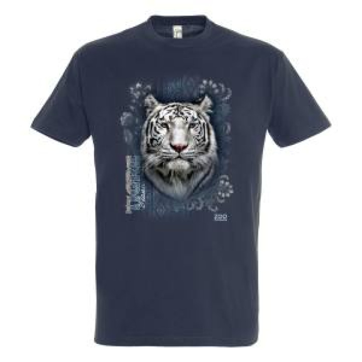 Tshirt enfant Tigre Blanc Intemporel Zoo de Jurques Denim Chiné 4 ans