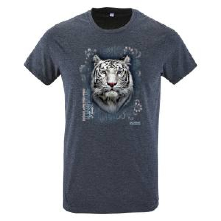 Tshirt enfant Tigre Blanc Intemporel Zooparc de Tregomeur Denim Chiné 4 ans