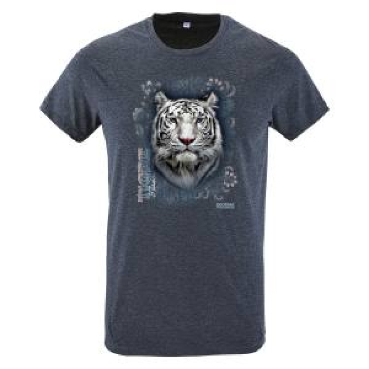 T-shirt enfant Tigre Blanc Intemporel Zooparc de Tregomeur Denim Chiné 4 ans