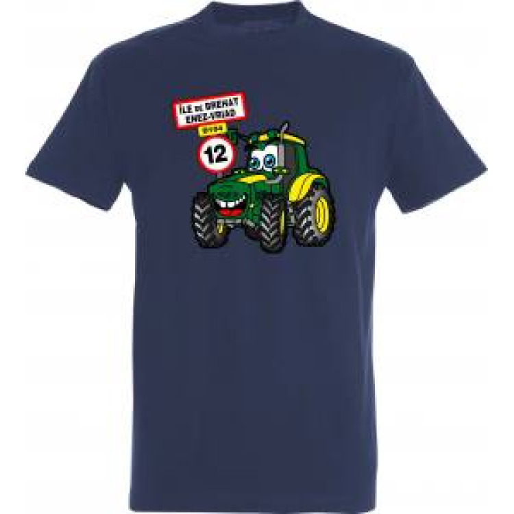 T-shirt enfant Tracteur &Icirc;le de Br&eacute;hat (Exclusif) Marine 2 ans