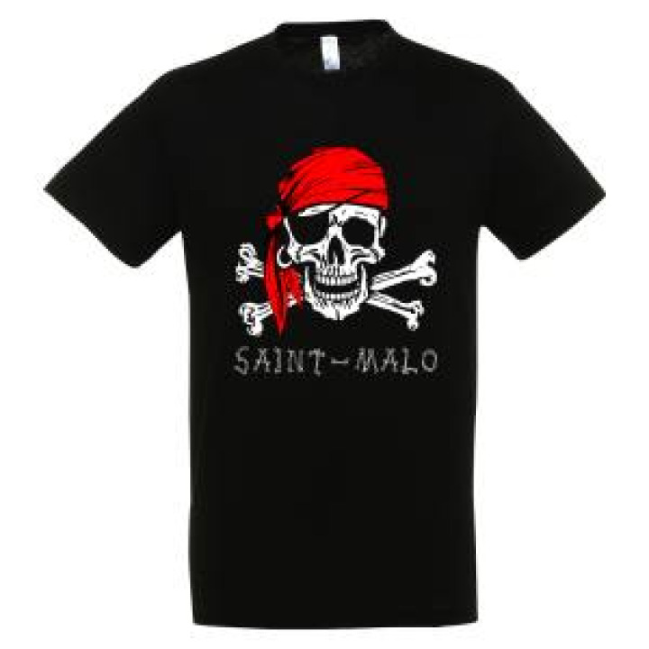 Tshirt enfant Transfert Pirate Bandana Rouge SaintMalo Noir Profond 2 ans
