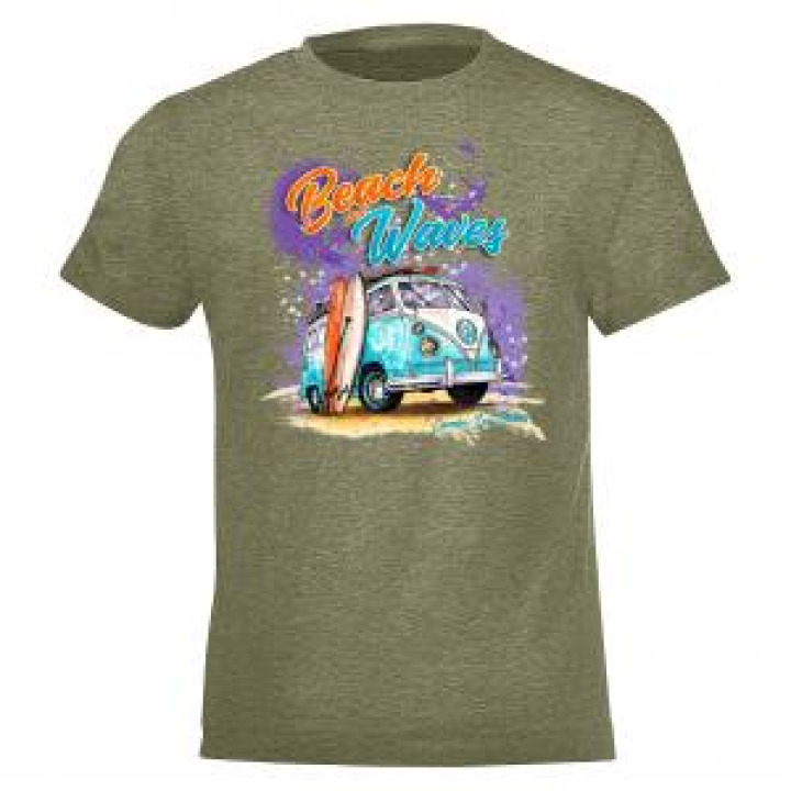Tshirt enfant Van Beach and Waves Cambo les Bains kaki chiné 2 ans