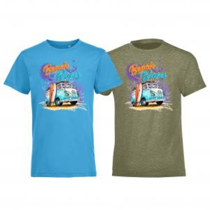Tshirt enfant Van Beach and Waves kaki chiné 2 ans