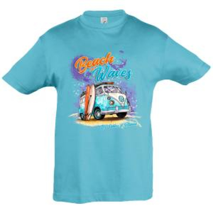 Tshirt enfant Van Beach and Waves les Sables dOlonne Bleu Atoll 6 ans