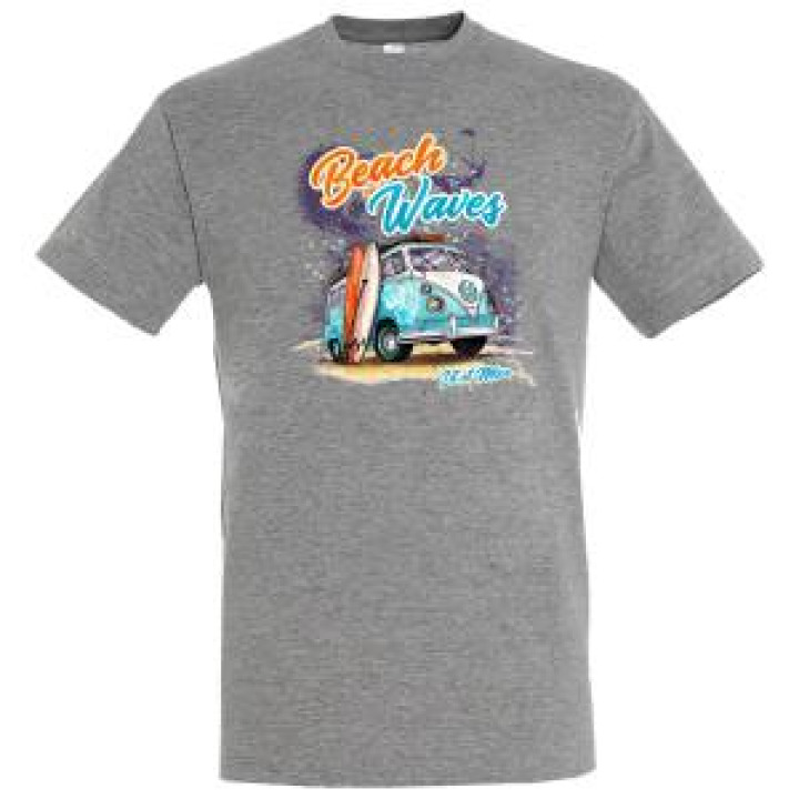 Tshirt enfant Van Beach and Waves Lit Et Mixe Gris Chiné 6 ans