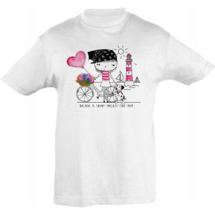 Tshirt enfant Vélo Fille Ballade à Saint Palais sur Mer Blanc 2 ans
