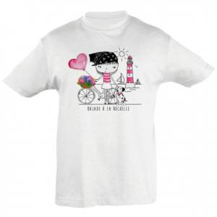 Tshirt enfant Vélo Fille la Rochelle Blanc 8 ans