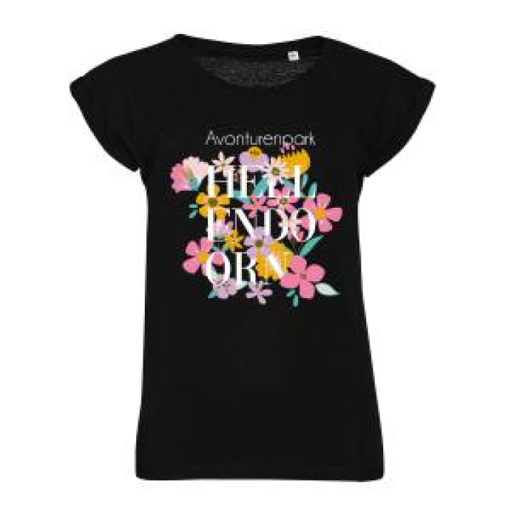 Tshirt femme ajusté Hellendoorn Fleurs Noir Profond S