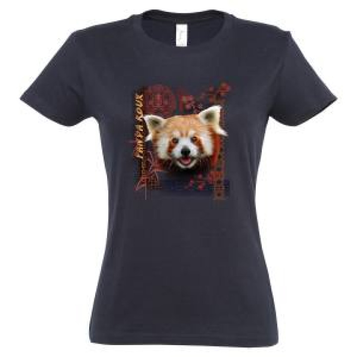 Tshirt femme ajusté Panda Roux Intemporel French Marine M