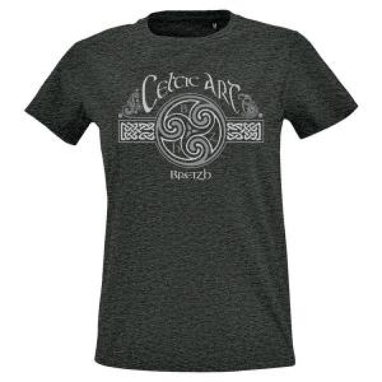 T-shirt femme ajust&eacute; Triskell Celtic Art Version Grise Anthracite Chin&eacute; S