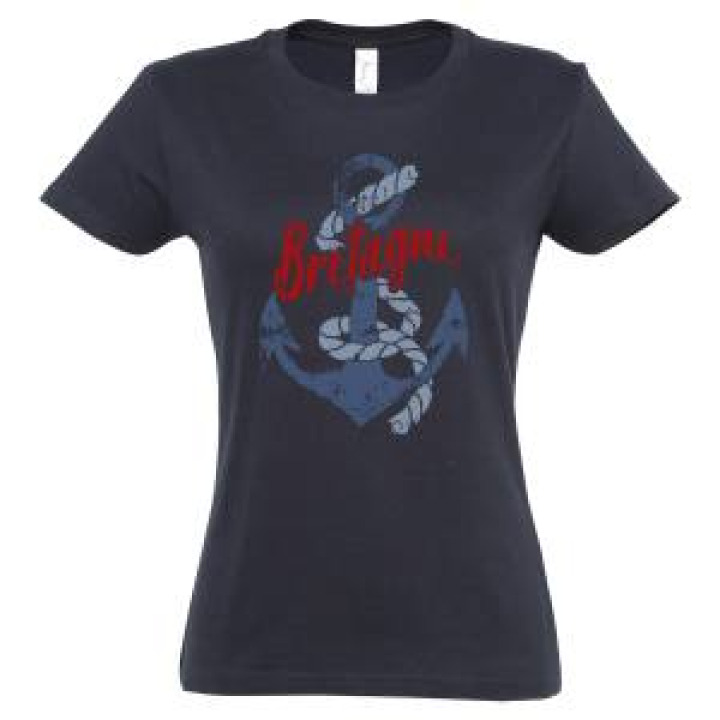 Tshirt femme Ancre Bleue Bretagne French Marine M