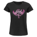 T-shirt femme Angel From Nice (En Rose sur le T-shirt Noir) Noir Profond S