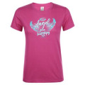 T-shirt femme Angel From Saint Tropez (En Rose sur le T-shirt Noir et en Bleu sur le Ts Rose) Noir P